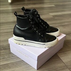 Madden Girl Black and White High-Top Sneakers